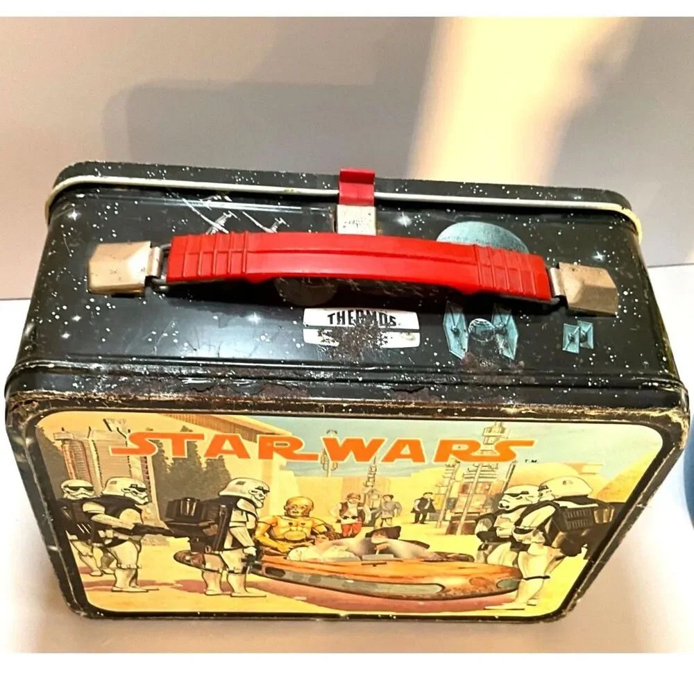 1977 Star Wars Lunch Box Darth Vader Princess Leah Luke Skywalker with thermos